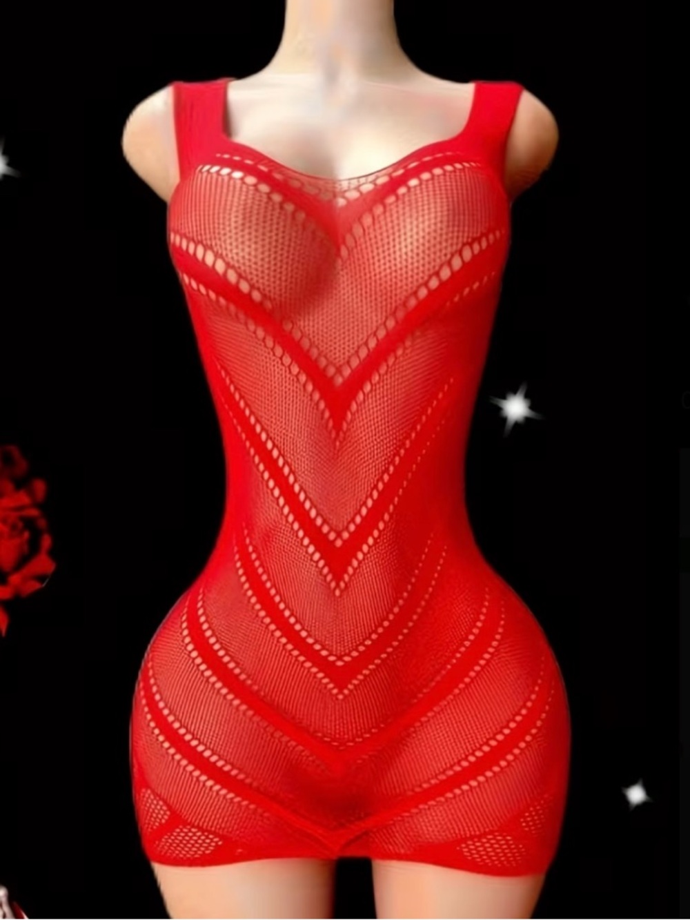 Red, Bodycon, Mesh, Lingerie Slip